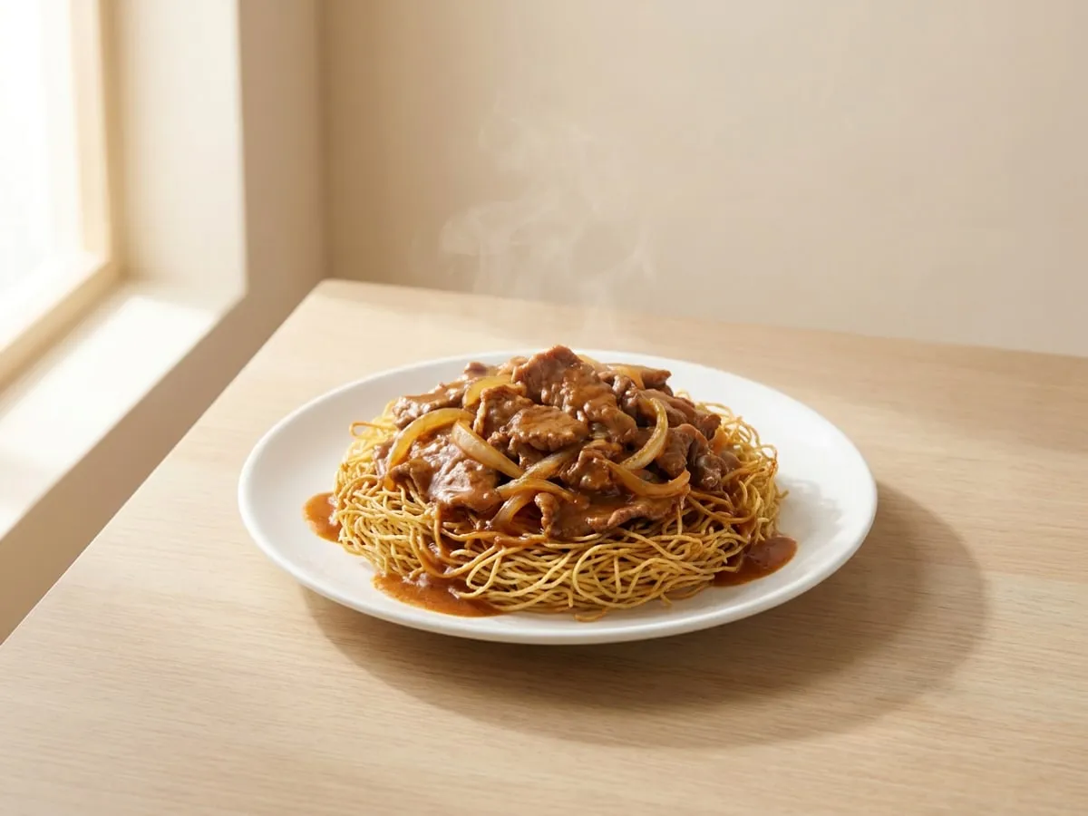 Satay beef fried noodles