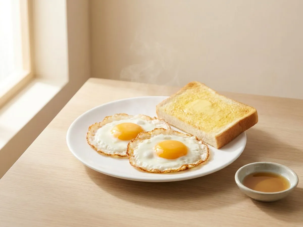 Two fried eggs, the café way