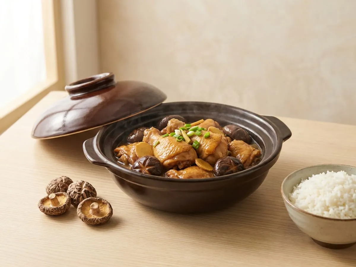 Braised chicken with dried shiitake