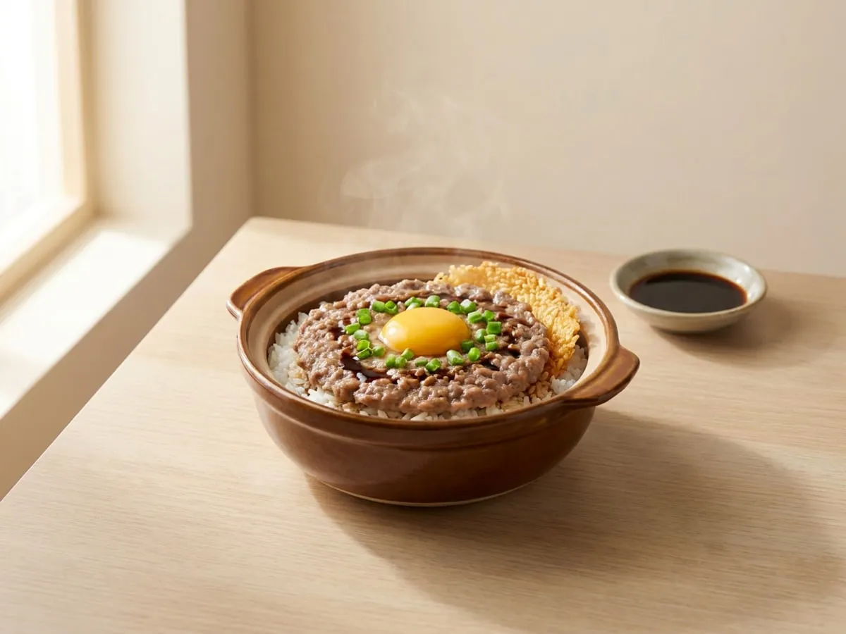Claypot rice with beef and egg