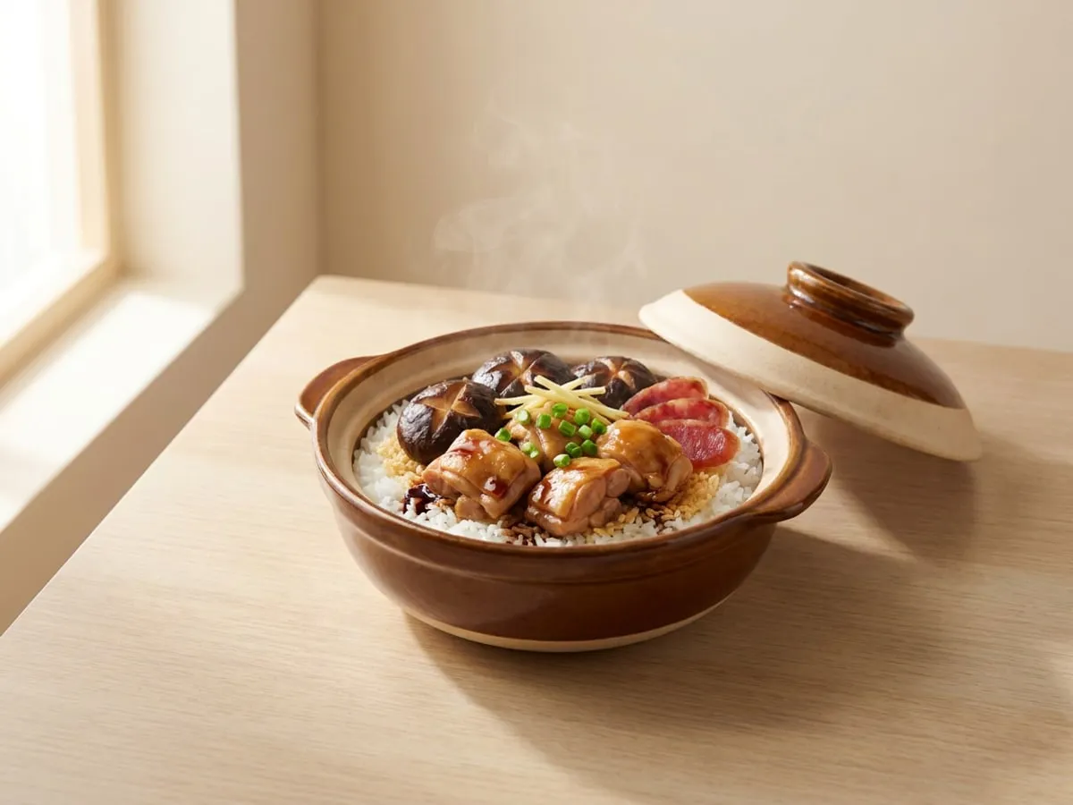 Claypot rice with chicken and mushroom