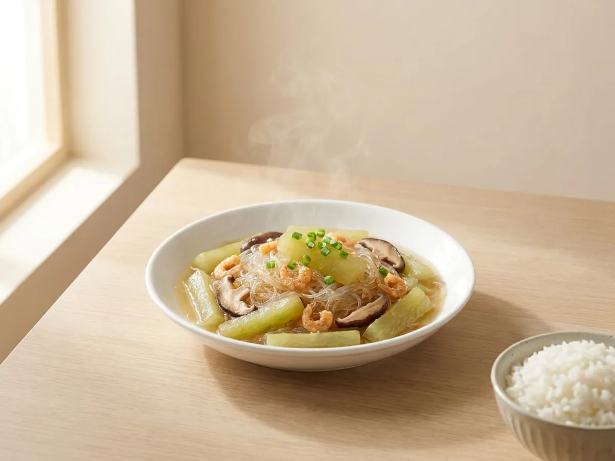Hairy gourd with vermicelli and dried shrimp