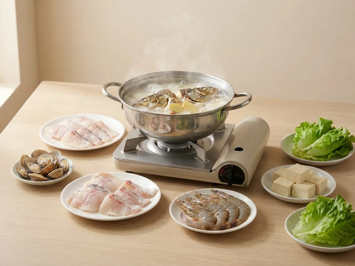 Milky fish broth