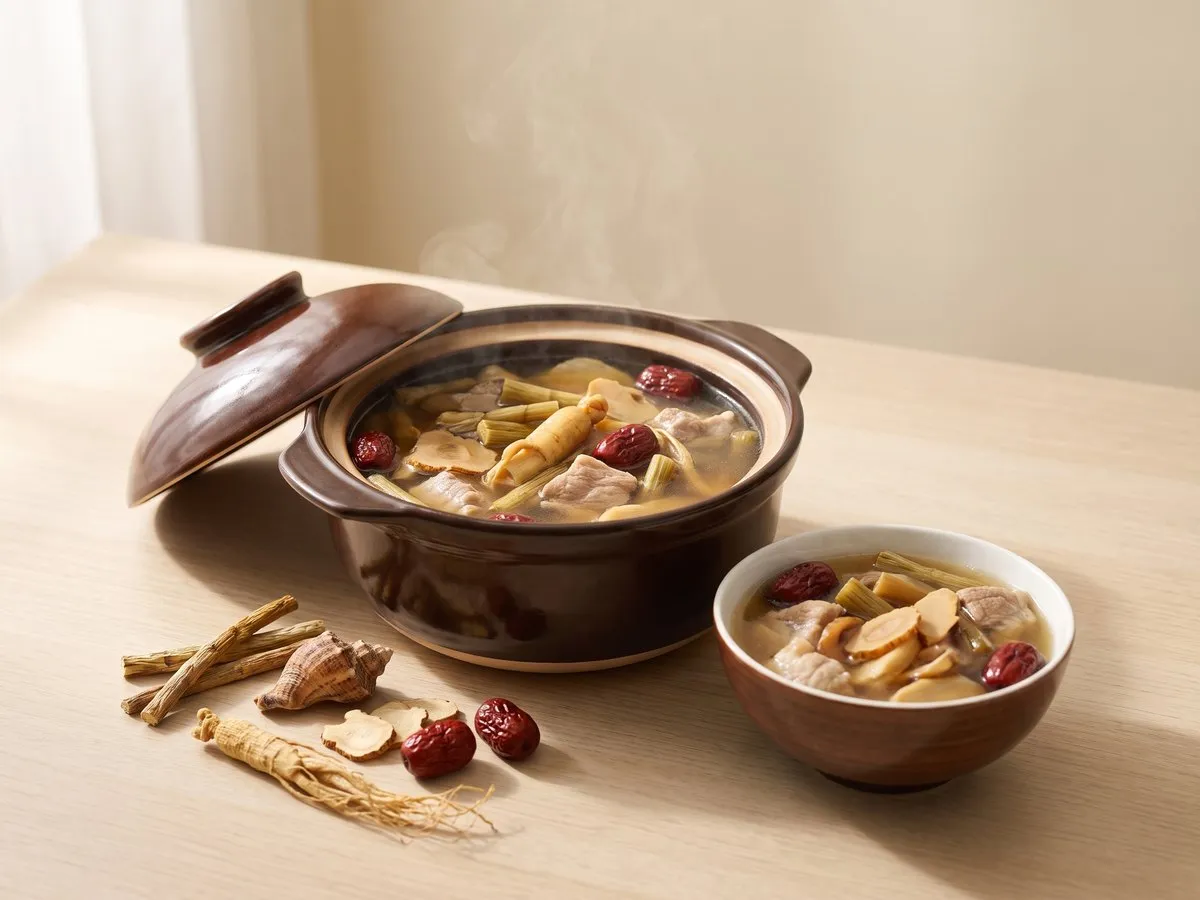 American ginseng, dendrobium and conch soup