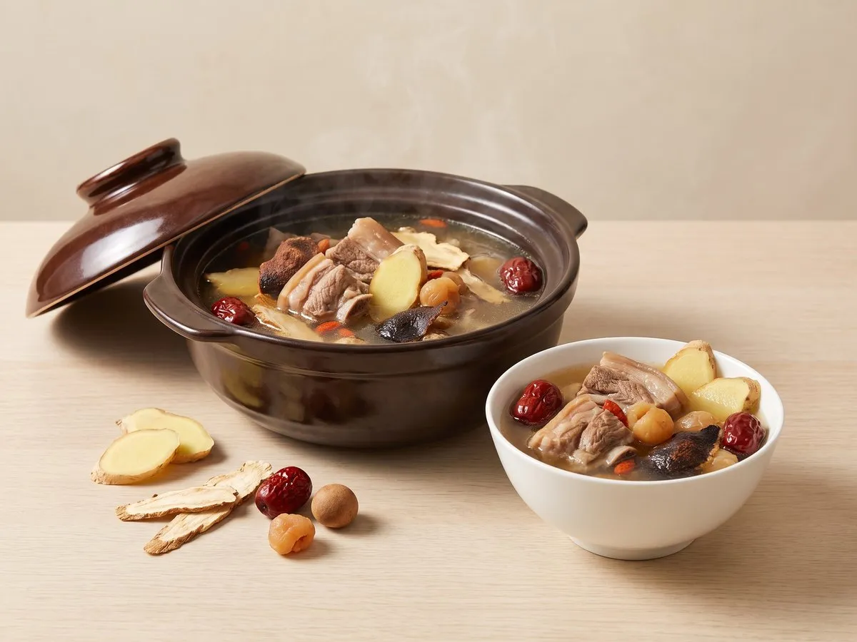 Angelica, ginger and mutton soup