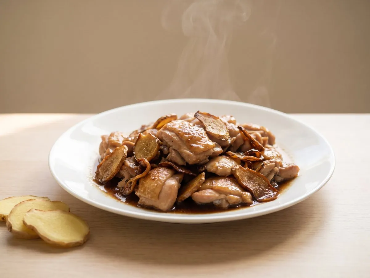 Chicken thigh in black sesame oil