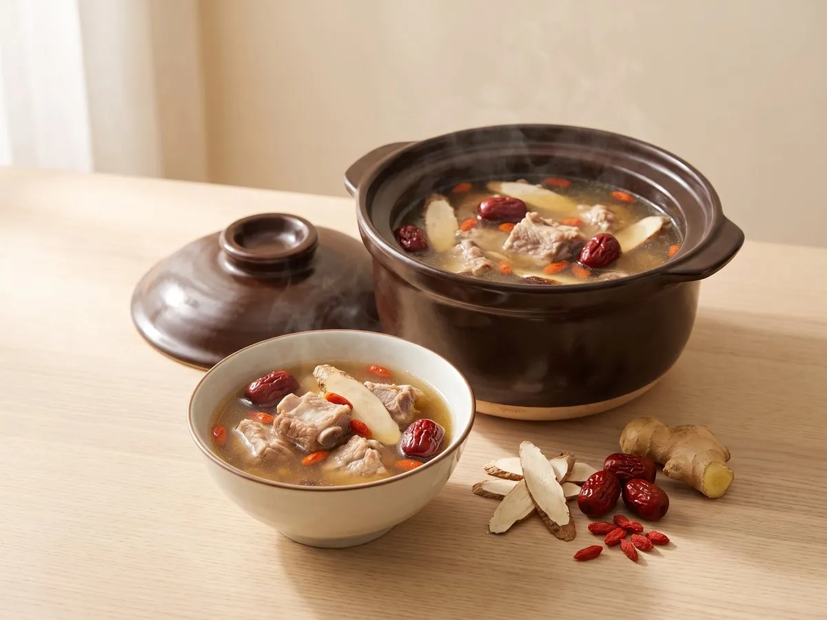 Chinese yam and pork rib soup (淮山排骨湯)