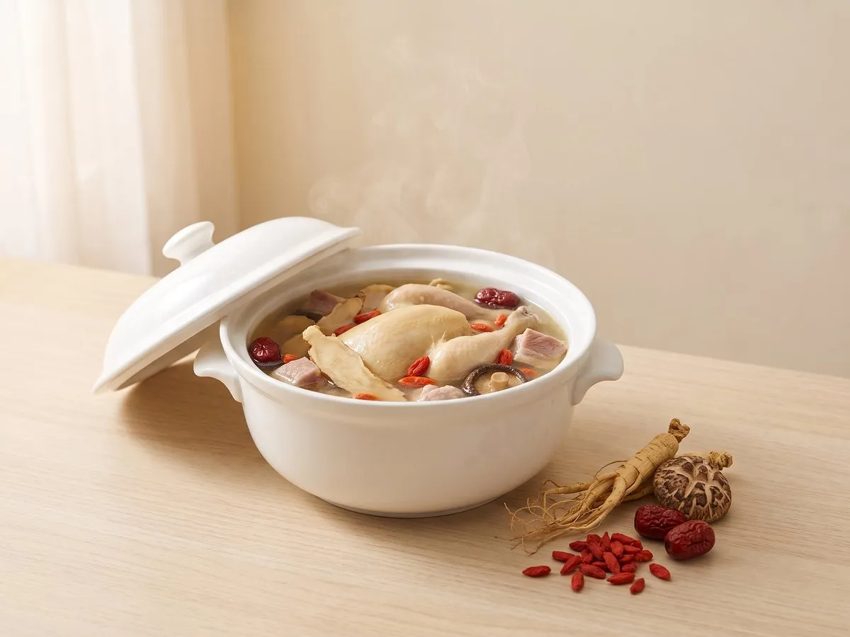 Double-boiled chicken with American ginseng