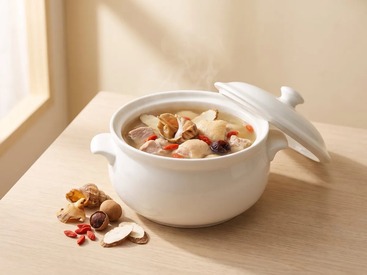 Double-boiled chicken with sea conch (whelk)