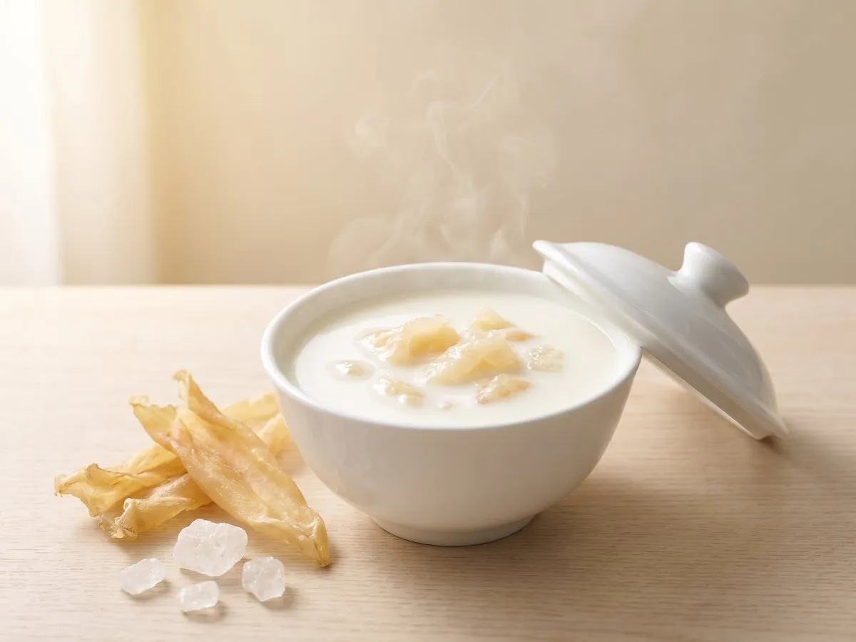 Double-boiled fresh milk with fish maw