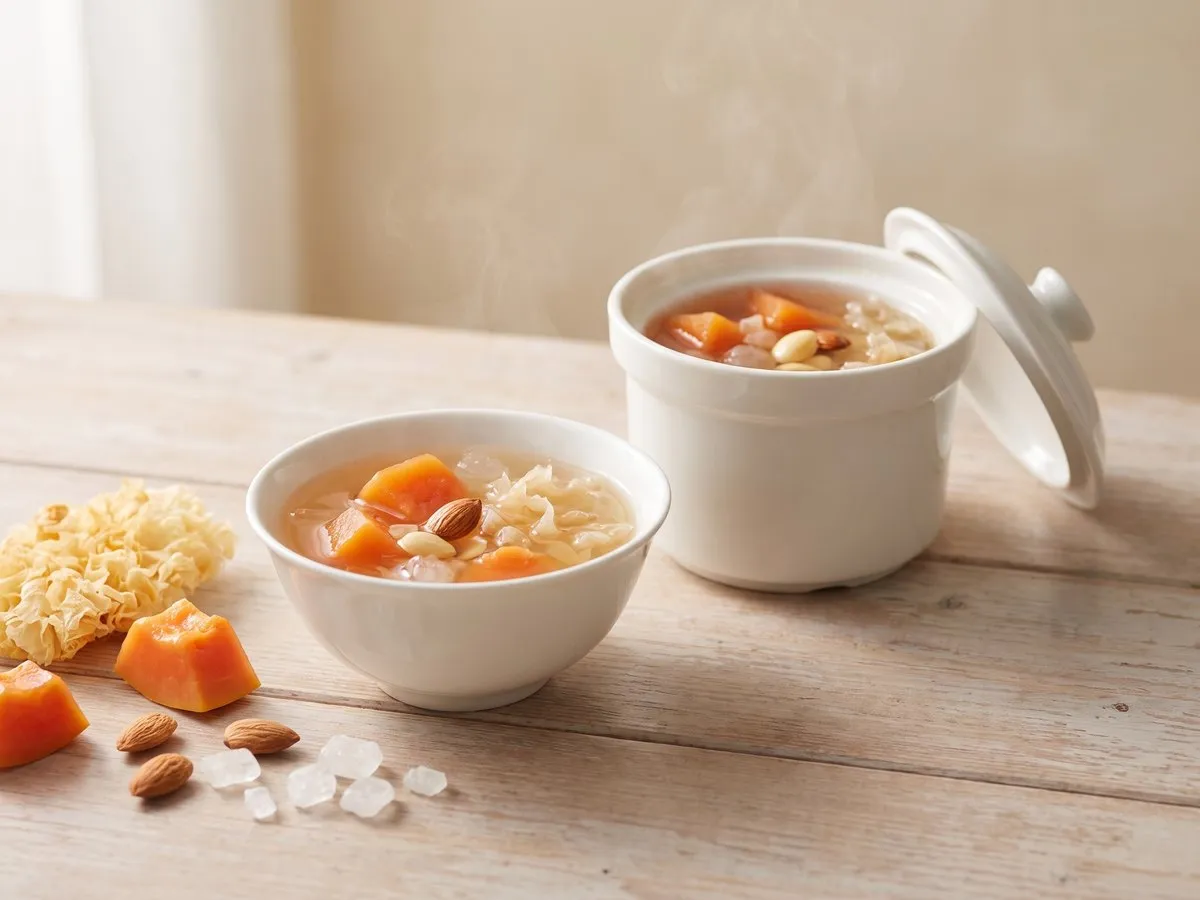 Double-boiled papaya with snow fungus
