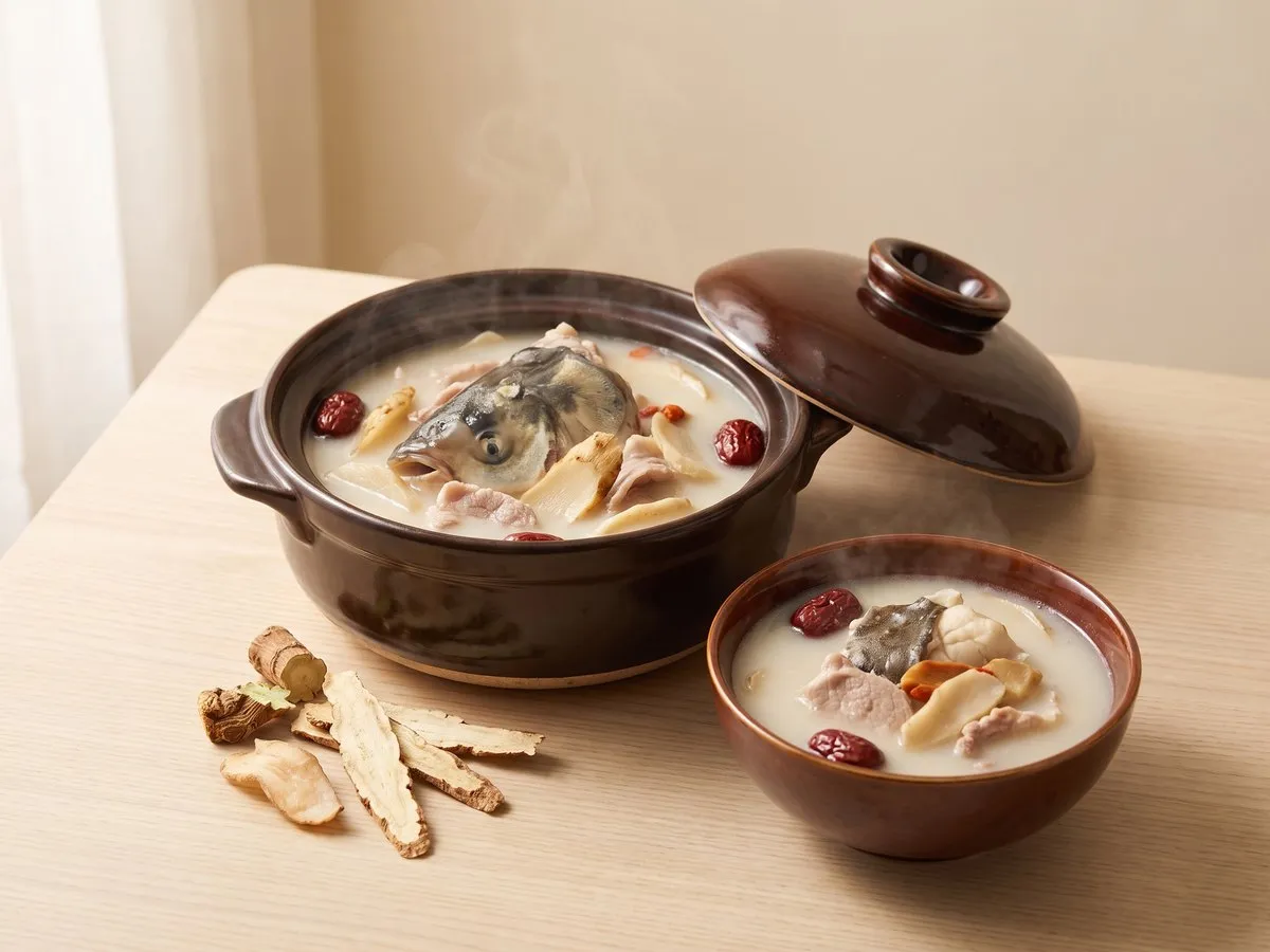 Fish head soup with ligusticum, angelica dahurica and gastrodia