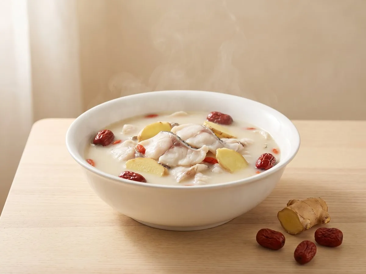 Ginger and sliced fish soup