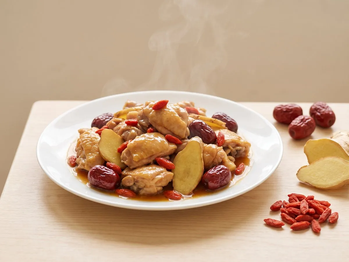 Hakka yellow-wine chicken (contains alcohol; also 黃酒煮雞, 薑酒雞, 炒雞酒)