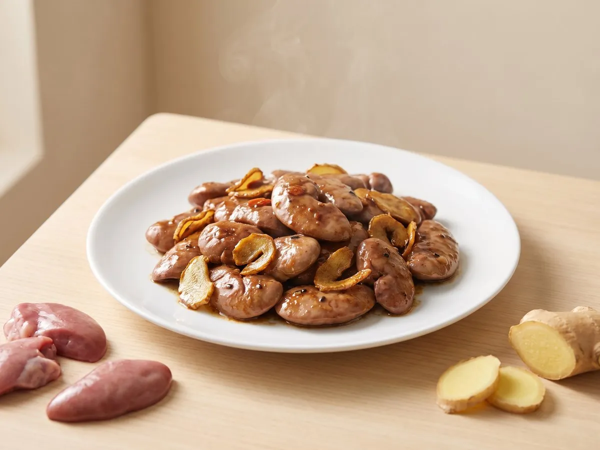 Pork kidney stir-fried in black sesame oil