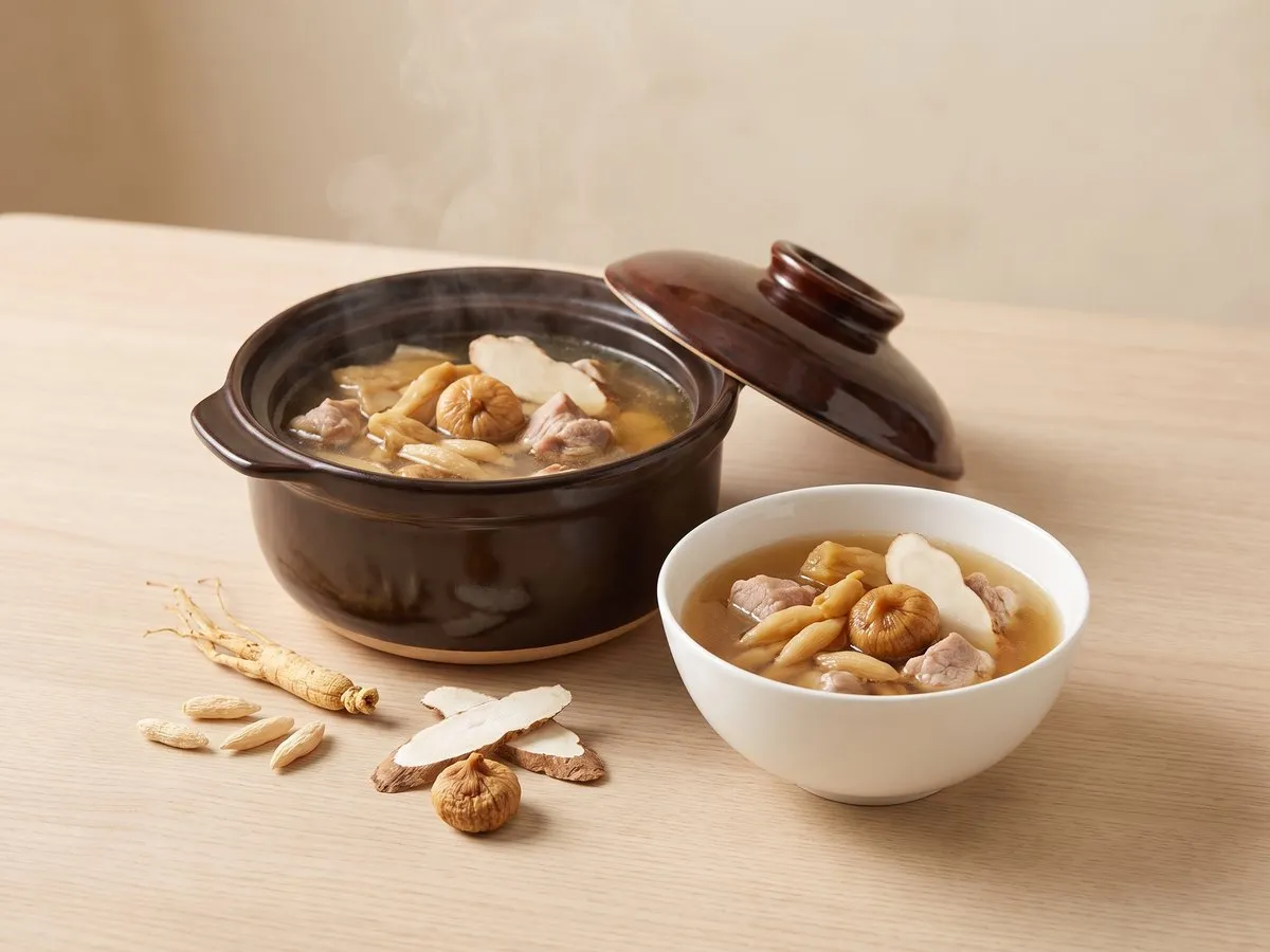 Pseudostellaria (prince ginseng) and ophiopogon soup with lean pork