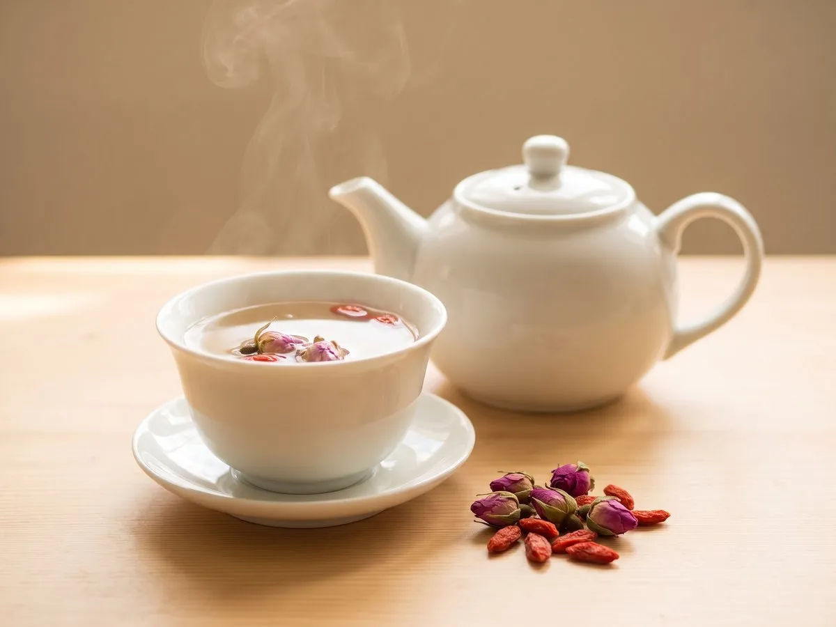 Rose bud and goji tea