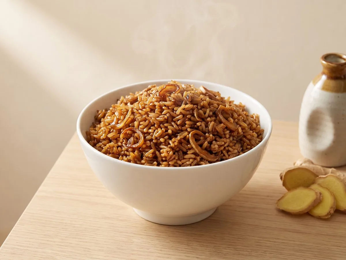 Sesame oil and minced ginger fried rice