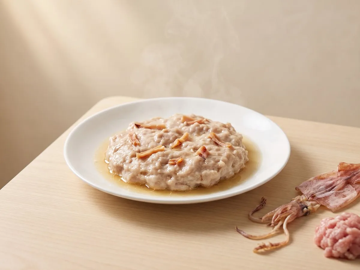 Steamed pork patty with dried squid