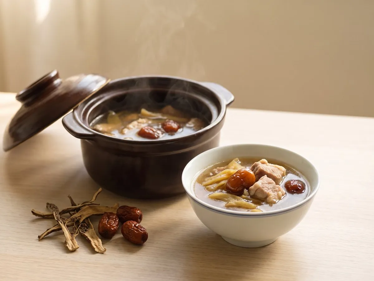 Striga (witchweed) and honey date soup with lean pork