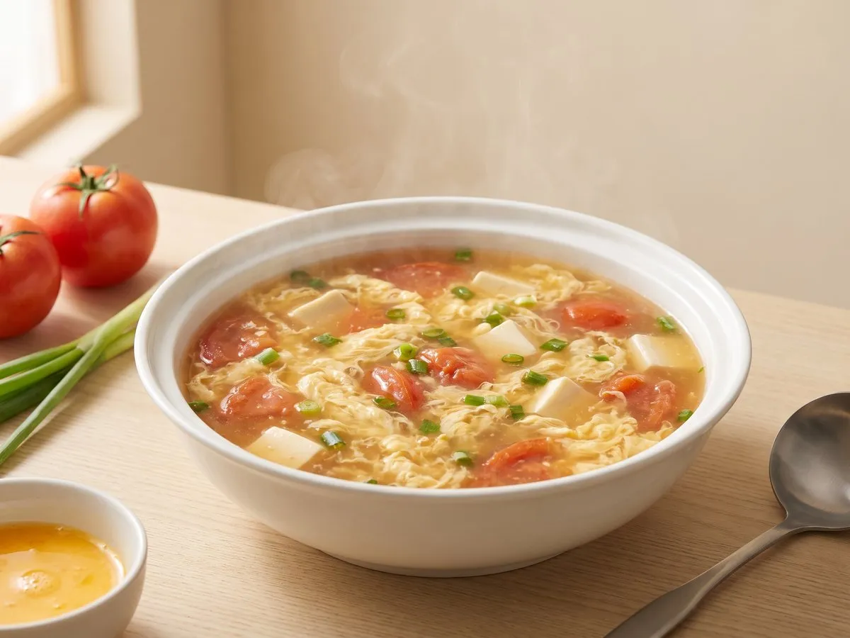 Tomato egg-drop soup