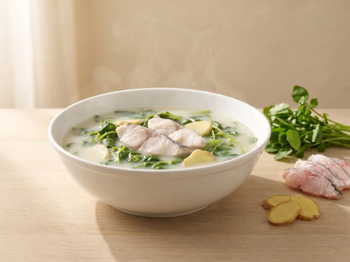 Watercress fish soup (quick-boiled)