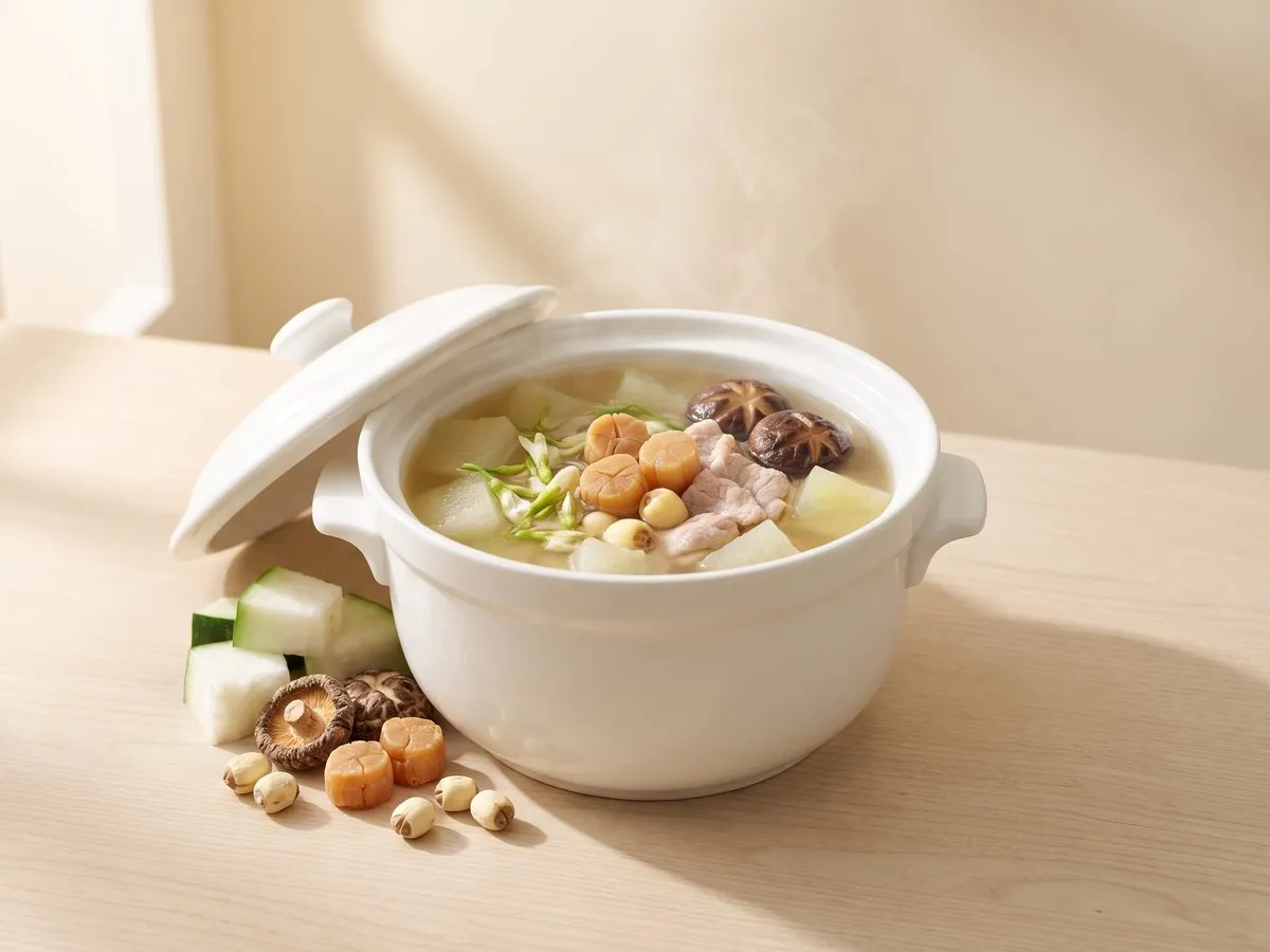 Winter melon tureen soup with night fragrant flowers