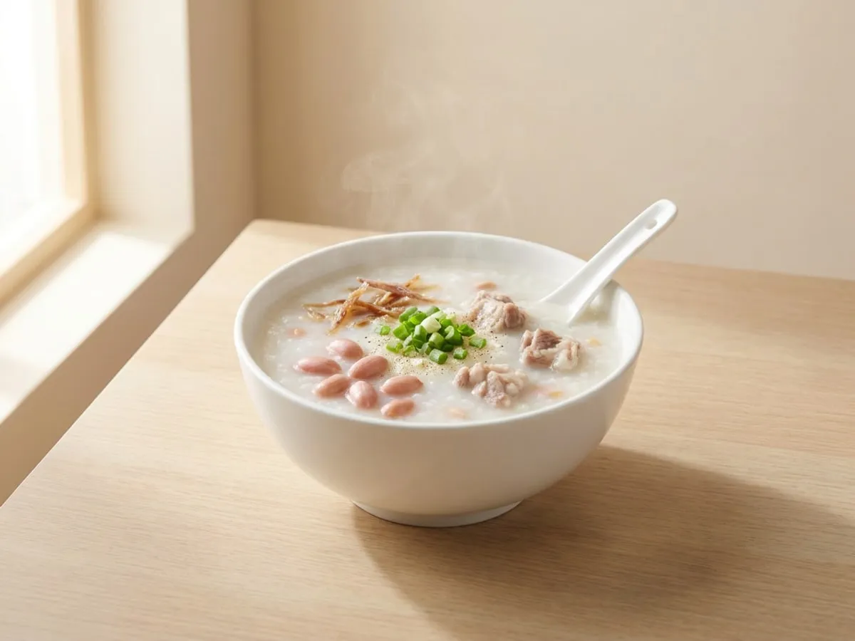 Dried-fish, peanut and pork-rib congee