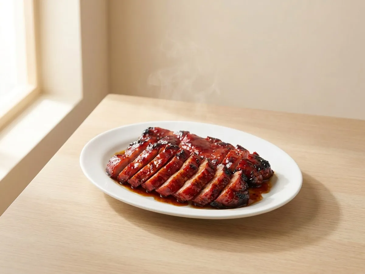 Honey-glazed char siu, from a home oven