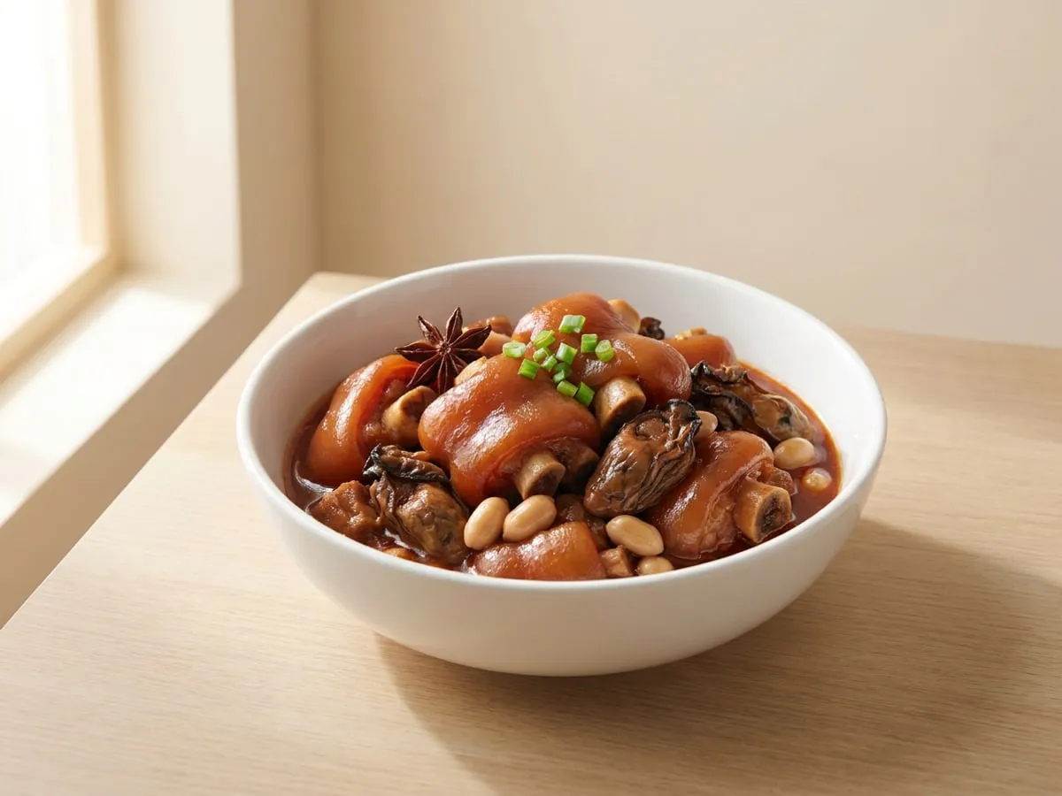 Pork hock braised with dried oysters and peanuts