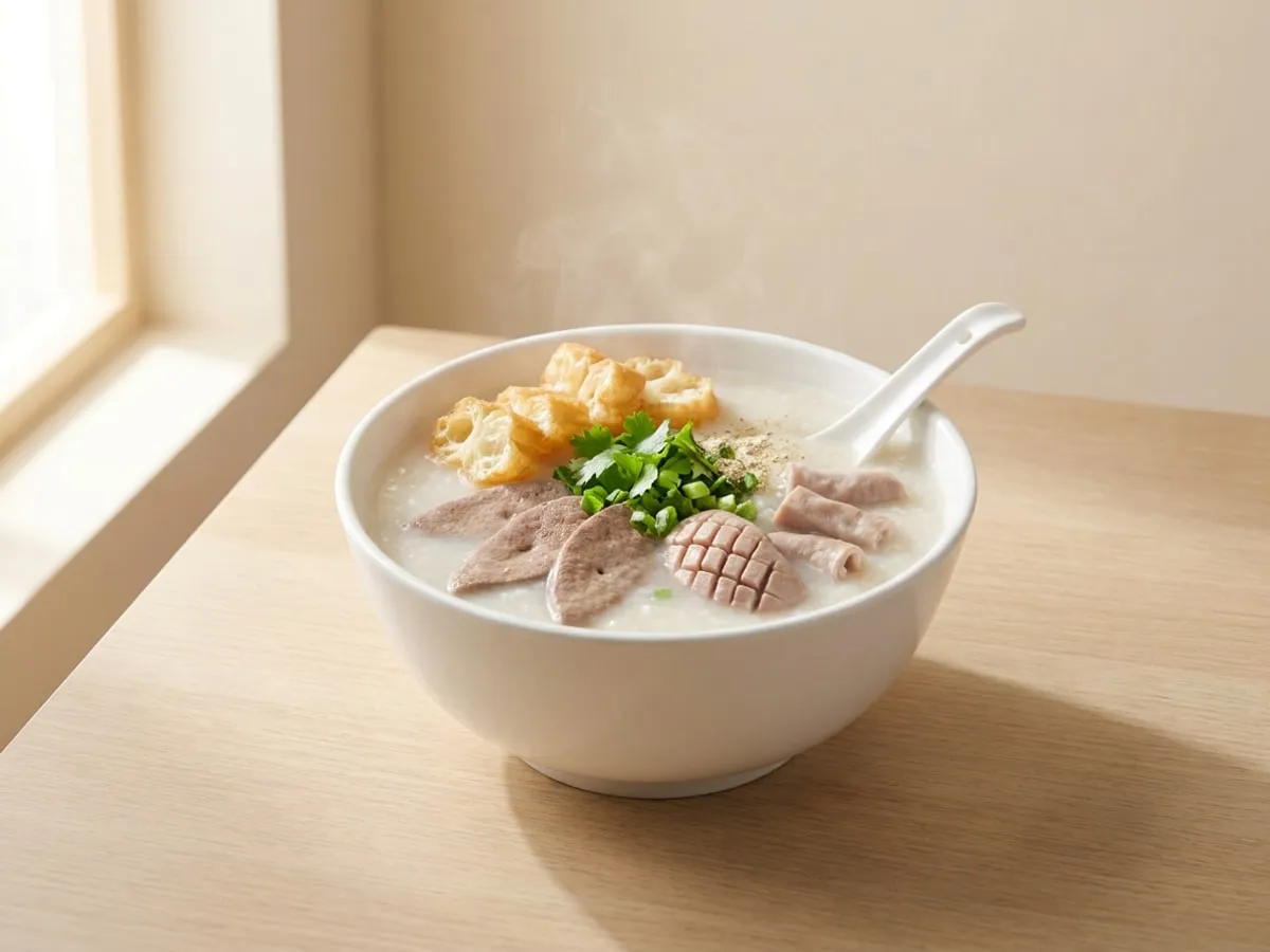 Scholar's congee, with the pork offal