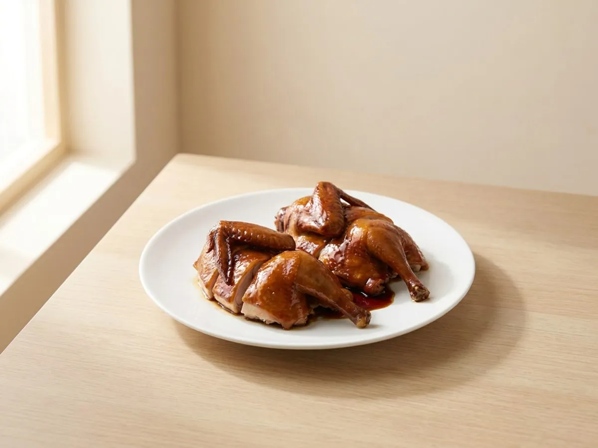 Squab braised in soy and rose wine