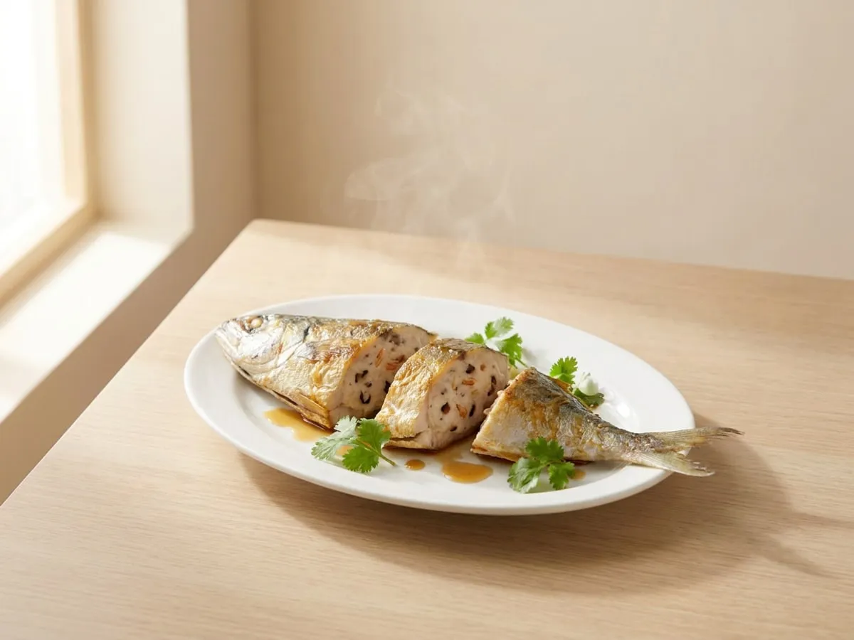 Stuffed dace, boned and filled back into its own skin