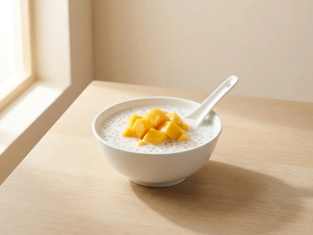 Sago in coconut milk with mango